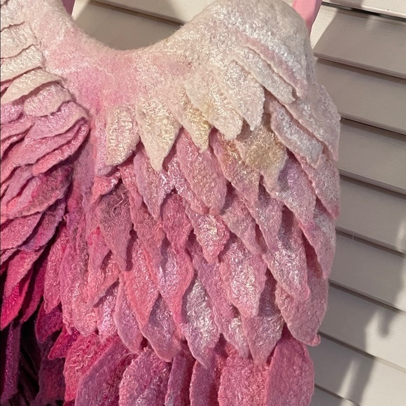 Winged Angel Wing OOAK Pink Handcrafted Felted Wool Purple Feathered Backpack - Picture 2 of 16